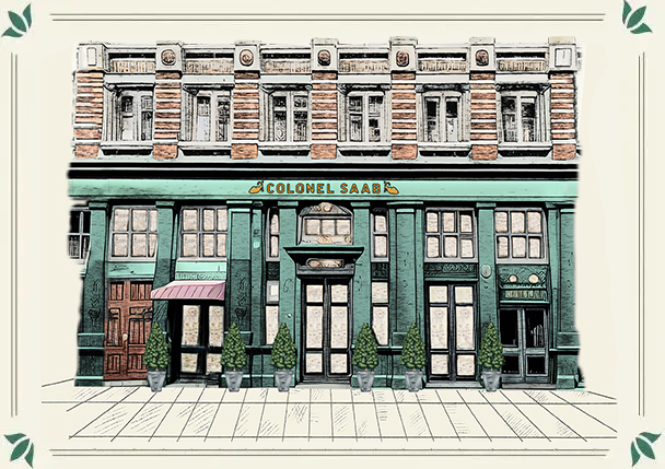Colourful Sketch of New opening Indian restaurant Colonel Saab 